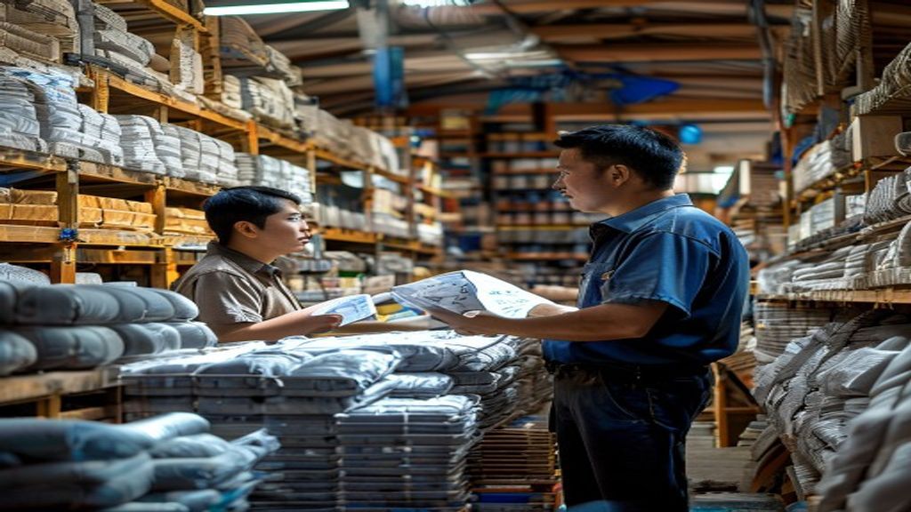 Toko bahan bangunan di Karawang menampilkan berbagai material konstruksi lengkap untuk proyek rumah.