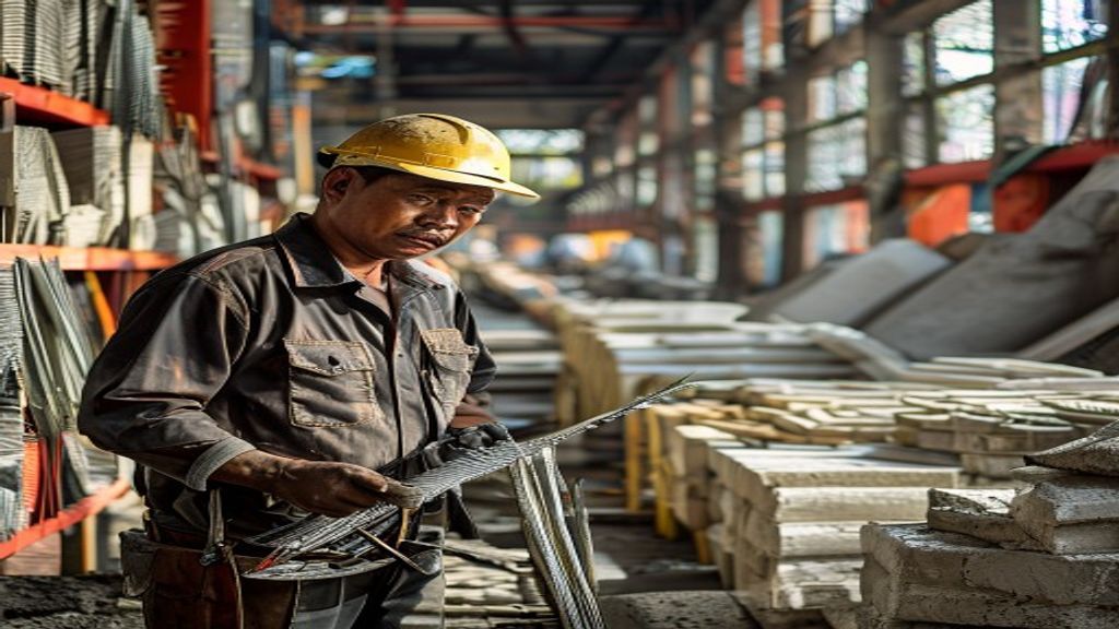 Toko bahan bangunan di Karawang menampilkan beragam material konstruksi untuk proyek rumah dan gedung.