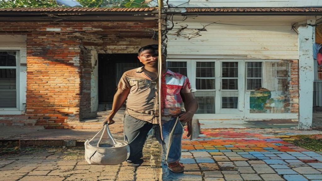 Tampilan depan toko bahan bangunan di Karawang dengan berbagai produk konstruksi.